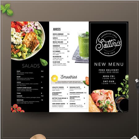 منوی داخل رستوران